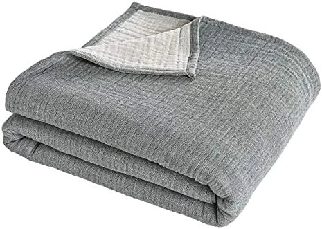 PHF 100% Cotton Muslin Blanket King Size 108" X 90", Yarn Dyed 3 Layers Ultra Soft Lightweight Breathable Blanket For All Season, Perfect Blanket Layer For Couch Bed Sofa,Elegant Home Decoration White 15 PHF 100% Cotton Muslin Blanket King Size 108" X 90", Yarn Dyed 3 Layers Ultra Soft Lightweight Breathable Blanket For All Season, Perfect Blanket Layer For Couch Bed Sofa,Elegant Home Decoration White - Image 13