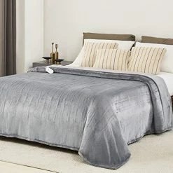 JKMAX Electric Heated Blanket, 90*100 Cozy Heated Blanket For Bed, 5 Heating Levels & 10 Hours Auto Off, Dual Controller Electric Blanket For Adults, Flannel Electric Throw Blanket, (90*100, Grey) -Electric Blankets Sales 2022 51FT7tI9goL. AC 1