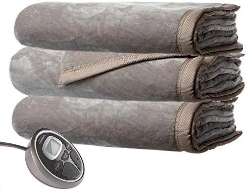 Sunbeam Queen Premium Soft Electric Heated Blanket Velveteen Plush 20 Heat Settings, Dual Controls, (Mushroom Beige) Red 6 Sunbeam Queen Premium Soft Electric Heated Blanket Velveteen Plush 20 Heat Settings, Dual Controls, (Mushroom Beige) Red - Image 4