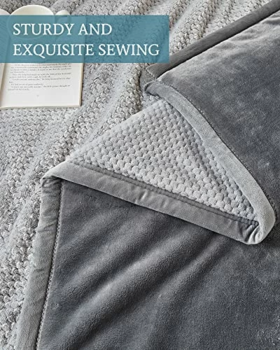 Lynnlov Thick 3 Layers Flannel Fleece Throw Blanket For Couch 50" X 60", Soft Decorative Microfiber Plush Blankets,Luxury Comfy Cozy Velvet Blanket For Sofa Chair Bed, Winter, Warm, Breathable, Grey 5 Lynnlov Thick 3 Layers Flannel Fleece Throw Blanket For Couch 50" X 60", Soft Decorative Microfiber Plush Blankets,Luxury Comfy Cozy Velvet Blanket For Sofa Chair Bed, Winter, Warm, Breathable, Grey - Image 3