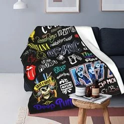 HomeSweety Rock Band Collage Throw Blanket Super Soft Microfiber Lightweight Cozy Bed Blankets Flannel Blanket For Couch Bed Living Room Gifts For Kids Children Men Women 50" X 40" Band Logo -Electric Blankets Sales 2022 51GFl5xKq2L. AC