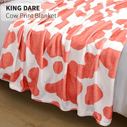 KING DARE Cow Blanket Pink Cow Printing Throw Gift For Kids Adults Couch Bed Cow Decor (Cows Patten-Pink, 50x60) Cows Print-spot 4 KING DARE Cow Blanket Pink Cow Printing Throw Gift For Kids Adults Couch Bed Cow Decor (Cows Patten-Pink, 50x60) Cows Print-spot - Image 2