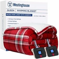 Westinghouse Electric Blanket Heated Blanket, Plaid Sherpa Heating Blanket, 10 Heat Settings & 1-12 Hours Time Settings, Teal Plaid, 62" X 84" Twin Size -Electric Blankets Sales 2022 51GdEIBRQVL. AC