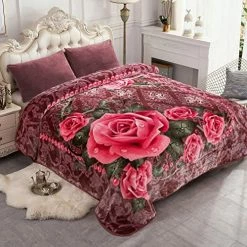 JYK Korean Faux Mink Fleece Blanket Queen 75" X 87", 5Pounds - 2 Ply Reversible Silky Soft Plush Warm Blanket For Autumn, Winter - Rose/Notre Dame Solid Color Pattern-grey -Electric Blankets Sales 2022 51Gqk02j0YL. AC