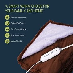 ZIRCON Electric Blanket Heated Throw Flannel & Sherpa Reversible With Foot Pocket Fast Heating Blanket 50" X 60", ETL Certification With 3 Heating Levels & 4 Hours Auto Off Home Office Use & Machine Washable -Electric Blankets Sales 2022 51GrhO4173L