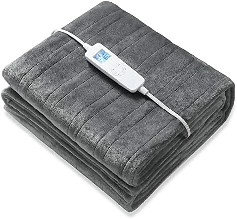 FIGERM Electric Heated Throw Blanket Twin Size 62" X 84" | 6 Levels Fast Heating & Machine Washable | Full Body Warming Soft Flannel Bed Sofa Blankets With Auto-Off Overheating Protection 8H Timer | Blue 9 FIGERM Electric Heated Throw Blanket Twin Size 62" X 84" | 6 Levels Fast Heating & Machine Washable | Full Body Warming Soft Flannel Bed Sofa Blankets With Auto-Off Overheating Protection 8H Timer | Blue - Image 7