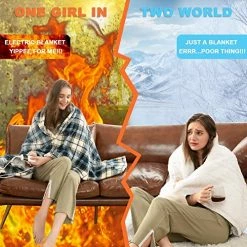 Greenoak Heated Electric Throw Blanket, 10 Heating Levels Electric Lap Thick Blankets For Adults, Soft Heat Electric Blanket Sherpa With 5-Position Timer, Machine Washable (50” X 62”,Blue Plaid) -Electric Blankets Sales 2022 51HpAnMierL