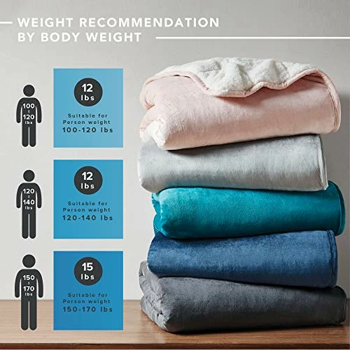 Comfort Spaces Reversible Weighted Blanket Adult-Glass Beads Filling All Season Soft Heavy Wraps-Box Quilted Cozy Warm Bed Cover, 50"x60" / 10lbs, Velvet To Sherpa Navy 7 Comfort Spaces Reversible Weighted Blanket Adult-Glass Beads Filling All Season Soft Heavy Wraps-Box Quilted Cozy Warm Bed Cover, 50"x60" / 10lbs, Velvet To Sherpa Navy - Image 5