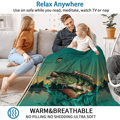 LodiSFOA Largemouth Bass Bass Jumping Out Of Water Fleece Blanket Travel Blanket Warm Soft Bed Blankets For Adults Gift For Christmas Holiday 50"x40" Black 3 7 LodiSFOA Largemouth Bass Bass Jumping Out Of Water Fleece Blanket Travel Blanket Warm Soft Bed Blankets For Adults Gift For Christmas Holiday 50"x40" Black 3 - Image 5
