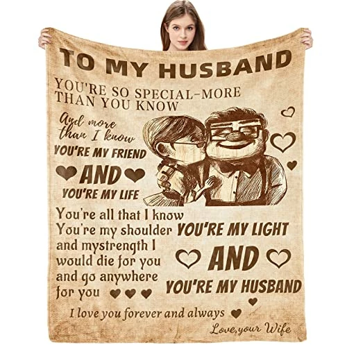 BMPUDERY Gifts For Husband Blanket From Wife I Love You Wedding Anniversary Birthday Christmas Valentine's Father's Day Blankets Romantic Present Gift For Him (60x50inch) 3 BMPUDERY Gifts For Husband Blanket From Wife I Love You Wedding Anniversary Birthday Christmas Valentine's Father's Day Blankets Romantic Present Gift For Him (60x50inch)