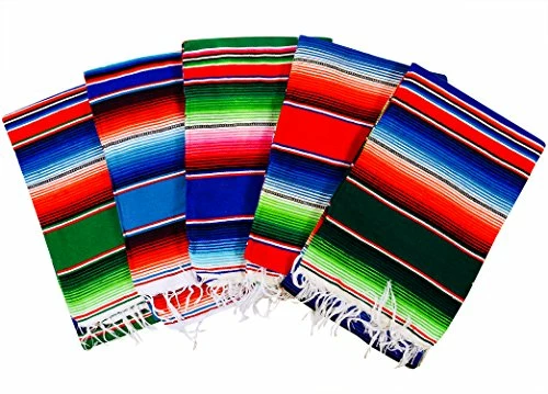 MEXIMART's Authentic Medium Mexican Blankets Colorful Serape Blankets Assorted Colors 80" X 48" 3 MEXIMART's Authentic Medium Mexican Blankets Colorful Serape Blankets Assorted Colors 80" X 48"