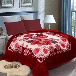 JML Heavy Fleece Blanket King(85"x95", 10lbs), 2 Ply Korean Mink Blanket - Soft Warm Thick Korean Mink Printed Plush Asian Fleece Raschel Bed Blanket For Autumn,Winter,Bed,Home,Gifts Red Floral -Electric Blankets Sales 2022 51IYMPoglL. AC