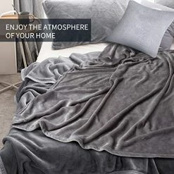Rendiele Fleece Throw Blankets Fluffy Warm Solid Color Blankets For Bed (Grey, 90''x90'' Queen) -Electric Blankets Sales 2022 51InnoZIRlL
