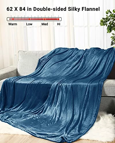 SUNNY HEAT Electric Blanket 62 X 84 Inches Heated Reversible Flannel Blanket Twin Size With 10 Hours Auto Off & 4 Temperature Levels Fast Heating And ETL Certification, Home Office Use & Machine Washable, Teal 6 SUNNY HEAT Electric Blanket 62 X 84 Inches Heated Reversible Flannel Blanket Twin Size With 10 Hours Auto Off & 4 Temperature Levels Fast Heating And ETL Certification, Home Office Use & Machine Washable, Teal - Image 4