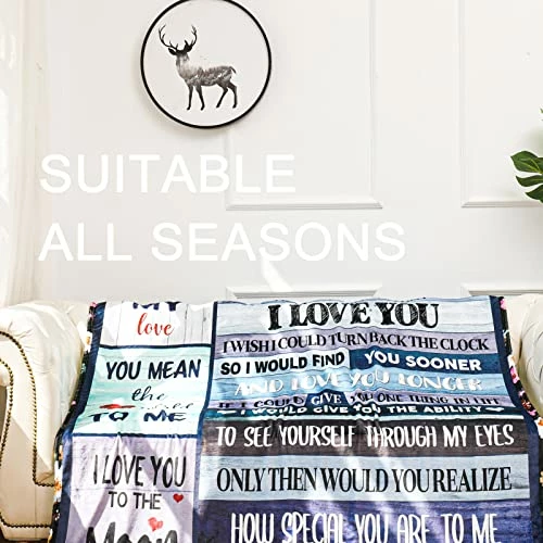 Tunkoo Gifts For Husband Ultra Soft Blanket, Anniversary For Him, Fathers Day Husband Gifts From Wife, Birthday Christmas Light Weight Flannel Blanket Couch Bed 60'' X 50'' To Husband - Blue 4 Tunkoo Gifts For Husband Ultra Soft Blanket, Anniversary For Him, Fathers Day Husband Gifts From Wife, Birthday Christmas Light Weight Flannel Blanket Couch Bed 60'' X 50'' To Husband - Blue - Image 2