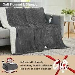 BOMOVA Electric Heated Blanket Throw With 10 Heating Levels & 8 Hours Auto Off, Sherpa Overheating Protection Blanket With Fast Heating, Machine Washable, Home Office Use, 50" X 60" Red -Electric Blankets Sales 2022 51Iyz6Eve0L