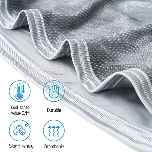 Tametra Home Bedding Tametra Cooling Blanket With Double Sided Cooling Fabric, King Size Cold Blankets For Bed Lightweight Breathable Oversized Summer Blanket, Q-MAX>0.441, For Hot Sleepers Night Sweats With Laundry Bag Blue 6 Tametra Home Bedding Tametra Cooling Blanket With Double Sided Cooling Fabric, King Size Cold Blankets For Bed Lightweight Breathable Oversized Summer Blanket, Q-MAX>0.441, For Hot Sleepers Night Sweats With Laundry Bag Blue - Image 4