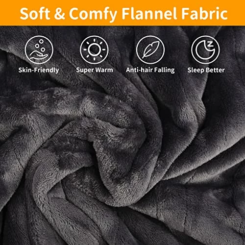 Abemala Electric Heated Blanket Full Size 72"x 84" | Soft Flannel Sofa Bed Blanket With 10 Level Fast Heating & Overheat Protection | Machine Washable & Dryable | 8H Timer Outdoor Throw Heating Blanket | Grey 6 Abemala Electric Heated Blanket Full Size 72"x 84" | Soft Flannel Sofa Bed Blanket With 10 Level Fast Heating & Overheat Protection | Machine Washable & Dryable | 8H Timer Outdoor Throw Heating Blanket | Grey - Image 4