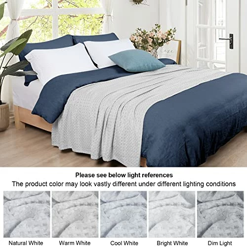PHF Waffle Bamboo Cotton Blanket King Size 104''x90'' - Super Soft Lightweight Breathable Blanket For All Season - Perfect Decorative Waffle Weave Textured Blanket Layer For Couch Bed Sofa - Grey 5 PHF Waffle Bamboo Cotton Blanket King Size 104''x90'' - Super Soft Lightweight Breathable Blanket For All Season - Perfect Decorative Waffle Weave Textured Blanket Layer For Couch Bed Sofa - Grey - Image 3
