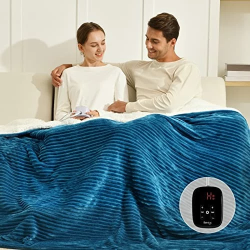 Bearhug Electric Heated Blanket, Ribbed Flannel & Sherpa 62"x84" Fast Heating Blanket, 5 Year Warranty, 10 Heating Levels & 1-12H Auto Off, Over Heat Protection, Machine Washable Brown 10 Bearhug Electric Heated Blanket, Ribbed Flannel & Sherpa 62"x84" Fast Heating Blanket, 5 Year Warranty, 10 Heating Levels & 1-12H Auto Off, Over Heat Protection, Machine Washable Brown - Image 8