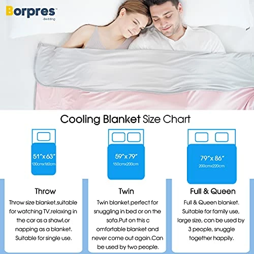 BORPRES Cooling Blanket,Japanese Chill-Plus Tech,Q-MAX>0.43 Cooling Fiber, Absorbs Heat Keep Cool,Double Sided Design,Idea For Hot Sleeper Night Sweats All Seasons,Small(51“×63”),Pink 7 BORPRES Cooling Blanket,Japanese Chill-Plus Tech,Q-MAX>0.43 Cooling Fiber, Absorbs Heat Keep Cool,Double Sided Design,Idea For Hot Sleeper Night Sweats All Seasons,Small(51“×63”),Pink - Image 5