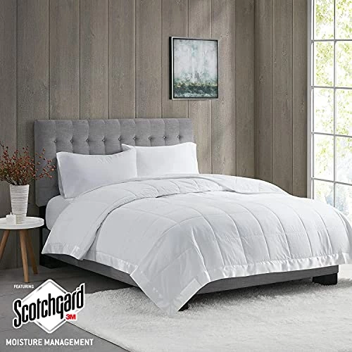 Madison Park Windom Microfiber Down Alternative Stain Resistant Blanket, Full/Queen, White Windom Blush 4 Madison Park Windom Microfiber Down Alternative Stain Resistant Blanket, Full/Queen, White Windom Blush - Image 2