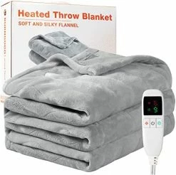 Full Size Heated Blanket 72” X 84” FCC UL Certified Burngogo Fast Heating Electric Throw Blanket, 4 Heat Settings 10 Hours Auto Off, Machine Washable Fleece Blanket Grey -Electric Blankets Sales 2022 51L8UKScuDL. AC