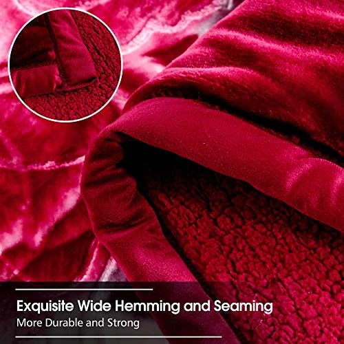 JML Sherpa Flannel Blanket, 3-Piece Fleece Blanket With Pillow Shams- Soft, Warm, Korean Style Printed Embossed Bed Blanket, Burgundy Solid Color - Teal 4 JML Sherpa Flannel Blanket, 3-Piece Fleece Blanket With Pillow Shams- Soft, Warm, Korean Style Printed Embossed Bed Blanket, Burgundy Solid Color - Teal - Image 2
