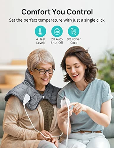 Weighted Heating Pad For Neck And Shoulders, Evajoy 14" X 20" Electric Heating Pad For Pain Relief With 4 Heat Levels, BPA-Free Glass Beads, 2H Shut-Off Timer, Machine Washable 5 Weighted Heating Pad For Neck And Shoulders, Evajoy 14" X 20" Electric Heating Pad For Pain Relief With 4 Heat Levels, BPA-Free Glass Beads, 2H Shut-Off Timer, Machine Washable - Image 3