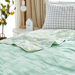 SANACYNA King 90" X 104" Muslin Blanket 100% Cotton 6-Layer Gauze Sunflower Bed Blanket Lightweight Soft And Breathable Throw Blanket For Sofa Bed Coverlet Both Sides (Green, King 90" X 104") 17 SANACYNA King 90" X 104" Muslin Blanket 100% Cotton 6-Layer Gauze Sunflower Bed Blanket Lightweight Soft And Breathable Throw Blanket For Sofa Bed Coverlet Both Sides (Green, King 90" X 104") -Electric Blankets Sales 2022 51Lh9WY5ukL 1
