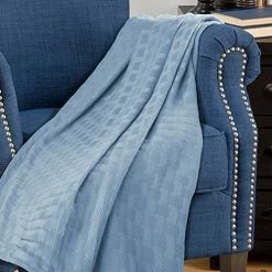 SUPERIOR King Blanket 100% Cotton, For All Season,Basket Weave Design, Light Blue -Electric Blankets Sales 2022 51LxzgALHyL