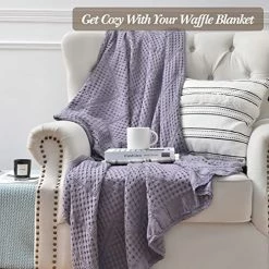 Chavish Cotton Waffle Wave Blanket Oversized, 59"x79" Luxury Soft Breathable Waffle Blanket Skin Friendly, Lightweight Blanket Layer For Couch Bed Sofa Blue Style2-rose -Electric Blankets Sales 2022 51M3KFRdxUL