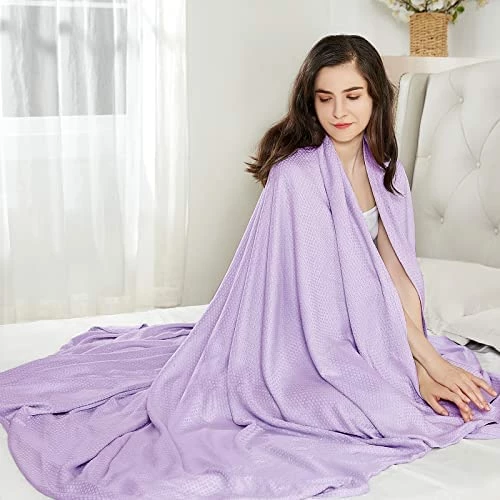 LAGHCAT Cooling Blankets, Summer Bamboo Blankets For Hot Sleeper Night Sweat, Thin Blanket Cold Cool Lightweight Cooling Blanket For Couch Bed, Blanket Cozy Soft For All Season Use Purple 10 LAGHCAT Cooling Blankets, Summer Bamboo Blankets For Hot Sleeper Night Sweat, Thin Blanket Cold Cool Lightweight Cooling Blanket For Couch Bed, Blanket Cozy Soft For All Season Use Purple - Image 8
