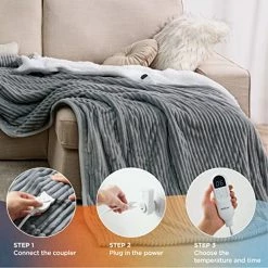 Bedsure Heated Blanket Electric Throw - Soft Ribbed Fleece Fast Heating Electric Blanket With 6 Heating Levels & 4 Time Settings, 3 Hours Auto-Off (50×60 Inches, Dark Grey) -Electric Blankets Sales 2022 51MWcrVbEKL