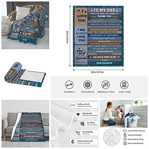 Tsefiwo Dad Gifts Birthday Gifts For Dad From Daughter Dad Gifts From Daughter Best Dad Ever Gifts Dads Birthday Gifts Ideas Happy Birthday Dad Blanket 60x50 Inch To My Husband 4 Tsefiwo Dad Gifts Birthday Gifts For Dad From Daughter Dad Gifts From Daughter Best Dad Ever Gifts Dads Birthday Gifts Ideas Happy Birthday Dad Blanket 60x50 Inch To My Husband - Image 2