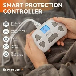 Warm Storm Electric Heated Blankets Flannel Twin Size 84 X 62 Inch Fast Heating Blanket,10 Heat Levels,12 Hours Auto Off Machine Washable -Electric Blankets Sales 2022 51Mpma0q4ZL