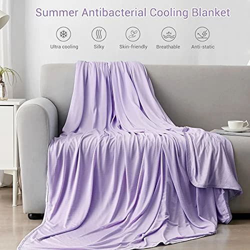 Cooling Throw Blanket For Sleeping - Luxear Lightweight Summer Blankets For Hot Sleepers - Natural Bamboo Fiber Light Blankets For Bed Breathable Sleeping Blankets For Night Sweats - Purple 6 Cooling Throw Blanket For Sleeping - Luxear Lightweight Summer Blankets For Hot Sleepers - Natural Bamboo Fiber Light Blankets For Bed Breathable Sleeping Blankets For Night Sweats - Purple - Image 4