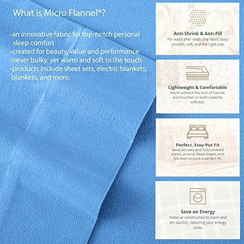 Thermee Micro Flannel Twin-Size Electric Heated Blanket, Machine Wash & Dry, Timer & Safety Shutoff, 85Lx66W, Ultramarine Plaid 6 Thermee Micro Flannel Twin-Size Electric Heated Blanket, Machine Wash & Dry, Timer & Safety Shutoff, 85Lx66W, Ultramarine Plaid - Image 4