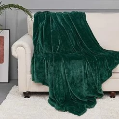StangH Super Soft Green Fleece Blanket - Summer Flannel Travel Bed Blanket Throw For Couch/Office/Dog, Lightweight Microfiber Plush Baby Blankets, (Throw Size 50 X 60, Forest Green)
