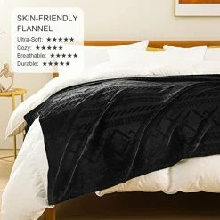 Exclusivo Mezcla Soft Queen Size Fleece Blanket, 90x90 Inches Warm Fuzzy Luxury Bed Blankets, Decorative Geometry Pattern Plush Blanket For Bed, Black 20 Exclusivo Mezcla Soft Queen Size Fleece Blanket, 90x90 Inches Warm Fuzzy Luxury Bed Blankets, Decorative Geometry Pattern Plush Blanket For Bed, Black -Electric Blankets Sales 2022 51N1B12LmzL
