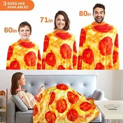 Hommtina Pizza Blanket Double Sided, Weird Gifts Giant Burrito Blanket Tortilla Blanket Realistic Food Blanket, Funny Gifts For Adults Teens Kids (80 Inches) -Electric Blankets Sales 2022 51N7okvigZL