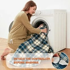 Greenoak Heated Electric Throw Blanket, 10 Heating Levels Electric Lap Thick Blankets For Adults, Soft Heat Electric Blanket Sherpa With 5-Position Timer, Machine Washable (50” X 62”,Blue Plaid) -Electric Blankets Sales 2022 51NiNl7JPZL