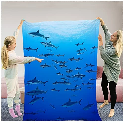 OSHWOW Shark Blanket Shark Gifts For Shark Lovers Shark Decor For Boys Room Shark Fleece Blanket Shark Blanket Adult Large 50" X 60" Shark Pillows Shark Week 3 OSHWOW Shark Blanket Shark Gifts For Shark Lovers Shark Decor For Boys Room Shark Fleece Blanket Shark Blanket Adult Large 50" X 60" Shark Pillows Shark Week