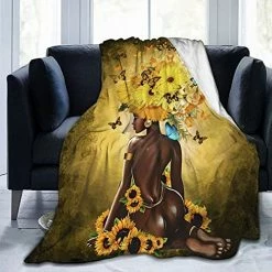 Syifasya African American Women Blanket Black Girl Blanket Lightweight Fleece Sofa Cozy Flannel Carpet Travel Sofa Bed Travel Picnic Blanket For Men Women 50"X40" African American Women10 -Electric Blankets Sales 2022 51O 5x0sgSS. AC