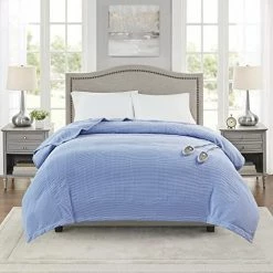 Beautyrest Electric Blanket Luxurious Micro Fleece Ultra Soft Ribbed Textured, Cozy And Snuggly Cover For Cold Weather, Fast Heating, Auto Shut Off, 20 Level Heat Setting Controller, Twin, Blue -Electric Blankets Sales 2022 51OKmDOVpmL
