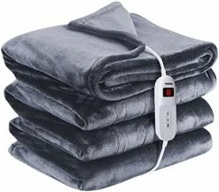 Tuffen Electric Heated Blanket Full Size, Extremely Soft Cozy Flannel Heating Blanket With Single Controller, 10 Heating Levels & 8 Hours Auto-Off, Fast Heating & Machine Washable, 72" X 84" Gray -Electric Blankets Sales 2022 51OPS9U1iXL. AC