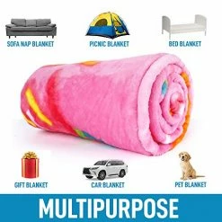 Zulay Kitchen Zulay (60 Inch) Giant Glazed Donut Blanket - Novelty Big Donut Blanket Adult And Kids - Premium Soft Flannel Round Pink Glazed Donut Blanket For Indoors, Outdoors, Travel, Home And More -Electric Blankets Sales 2022 51ORU2FrdbL