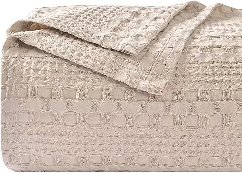 Chavish Cotton Blanket Queen Size, 90"x98" Luxury Soft Breathable Waffle Blanket Skin Friendly, Lightweight Waffle Wave Blanket For Couch Bed Sofa White Style1-white 8 Chavish Cotton Blanket Queen Size, 90"x98" Luxury Soft Breathable Waffle Blanket Skin Friendly, Lightweight Waffle Wave Blanket For Couch Bed Sofa White Style1-white - Image 6