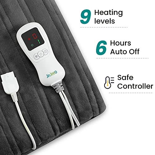 JinJeeo Heated Blanket Sherpa Electric Throw Blanket For Winter,6 Heat Settings Heating Blanket With 9hrs Timer Auto Shut Off,Home Couch,Machine Washable,50"x 60" Grey 4 JinJeeo Heated Blanket Sherpa Electric Throw Blanket For Winter,6 Heat Settings Heating Blanket With 9hrs Timer Auto Shut Off,Home Couch,Machine Washable,50"x 60" Grey - Image 2
