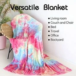 Ailemei Direct Rainbow Tie-Dye Colorful Queen To King Size Blanket, Soft Fuzzy Fleece Blankets, Cute Funny Decorative Flannel Bed Blankets, For Couch Sofa Livingroom, Warm Winter Blankets, Hot Pink Orange Rainbow -Electric Blankets Sales 2022 51PdvgBhNXL